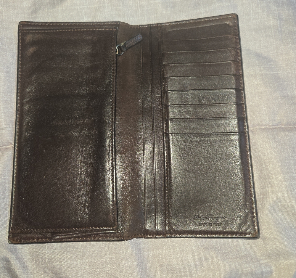 Salvatore Ferragamo Brown Leather Card & Key Holder